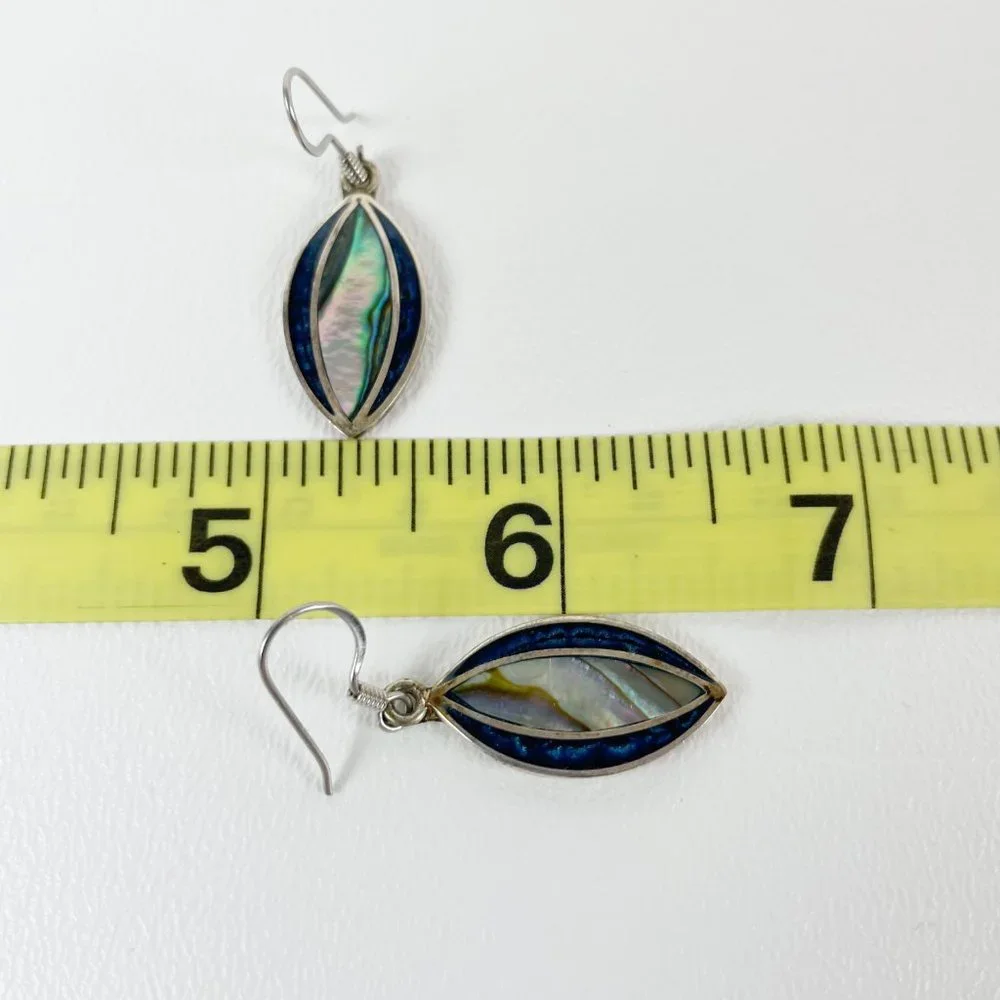 Alpaca Silver Blue Mother of Pearl Earrings